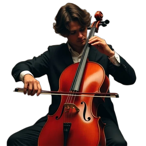 staff, photorealistic, cello, player, poster transparent PNG cut-out