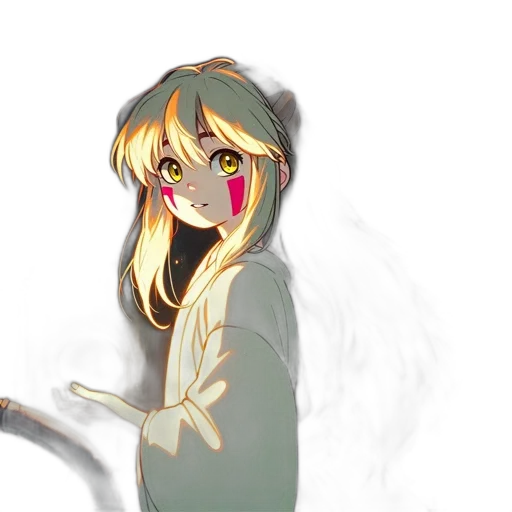 staff, mask, anime, concept art, fantasy art, pixel art, neon lights, fog transparent PNG cut-out