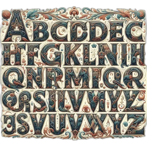 jewelry, earth tones, elegant, illustrated, alphabet, features, intricate, designs transparent PNG cut-out