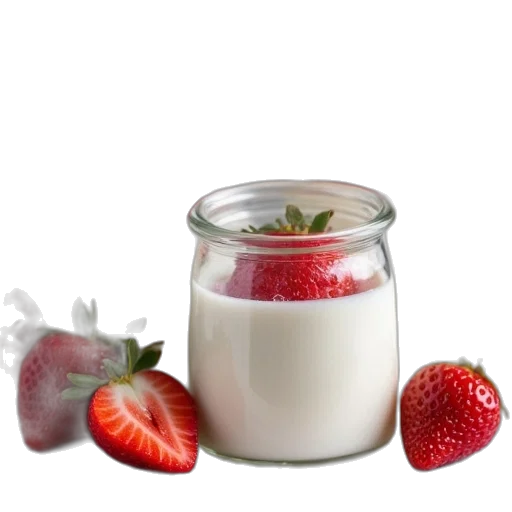 food, photorealistic, 3d render, small, glass, jars, homemade, yogurt transparent PNG cut-out