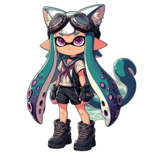 staff, animal, creature, vaporwave, pixel art, concept art, anime, monochrome transparent PNG cut-out