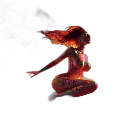 dress, mask, creature, concept art, fantasy art, 3d render, pixel art, fire transparent PNG cut-out