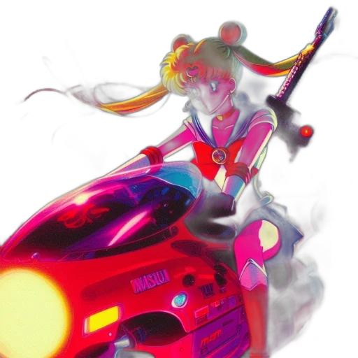 car, weapon, jacket, concept art, anime, vaporwave, cyberpunk, neon lights transparent PNG cut-out