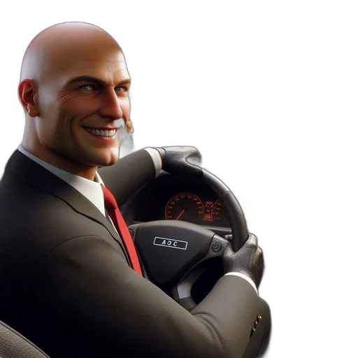 car, jacket, face, robot, concept art, 3d render, photorealistic, bald transparent PNG cut-out