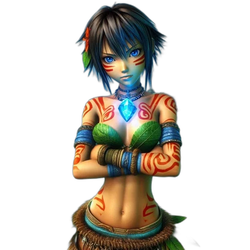 jewelry, mask, staff, fantasy art, concept art, pixel art, 3d render, blue transparent PNG cut-out
