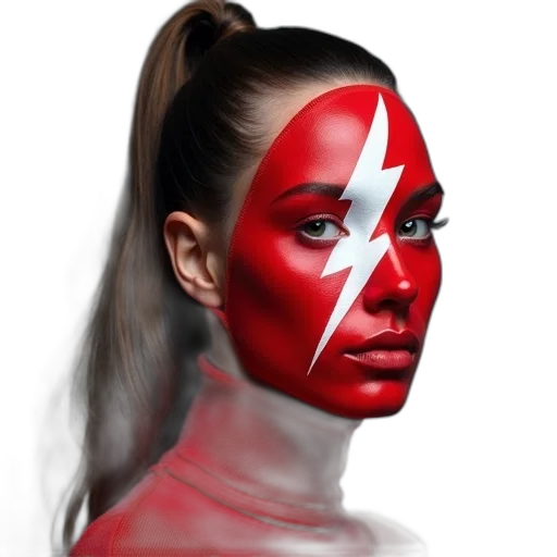 mask, face, photorealistic, fantasy art, comic book art, concept art, red, woman transparent PNG cut-out