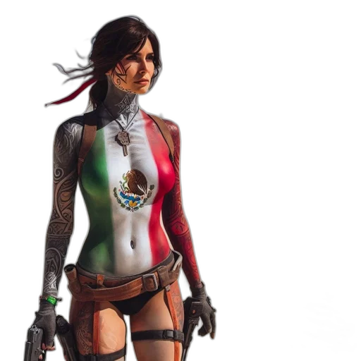 concept art, comic book art, cyberpunk, fantasy art, woman, desert, setting, painted transparent PNG cut-out