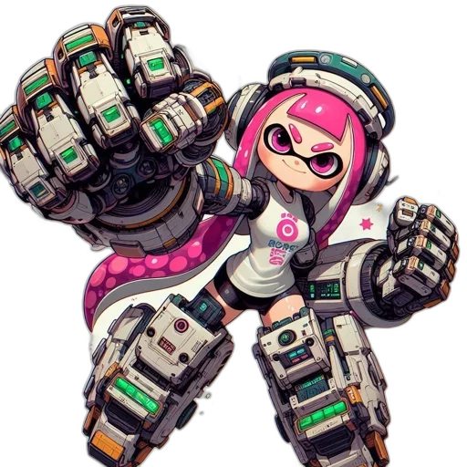 weapon, robot, jacket, animal, concept art, cyberpunk, pixel art, vaporwave transparent PNG cut-out