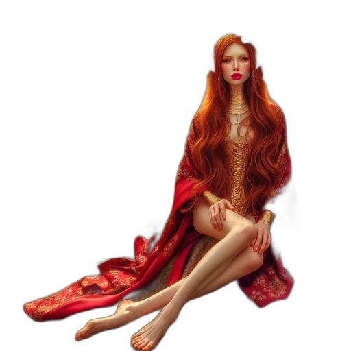 dress, jewelry, fantasy art, concept art, pixel art, photorealistic, red, woman transparent PNG cut-out
