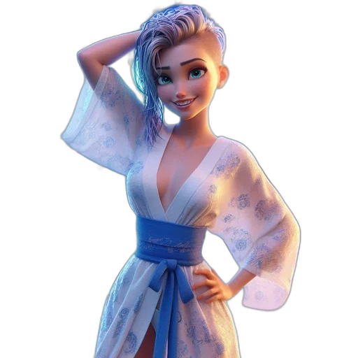 dress, staff, jewelry, 3d render, concept art, cartoon, fantasy art, snow transparent PNG cut-out