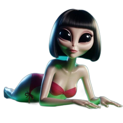 creature, dress, robot, concept art, 3d render, cartoon, fantasy art, outer space transparent PNG cut-out