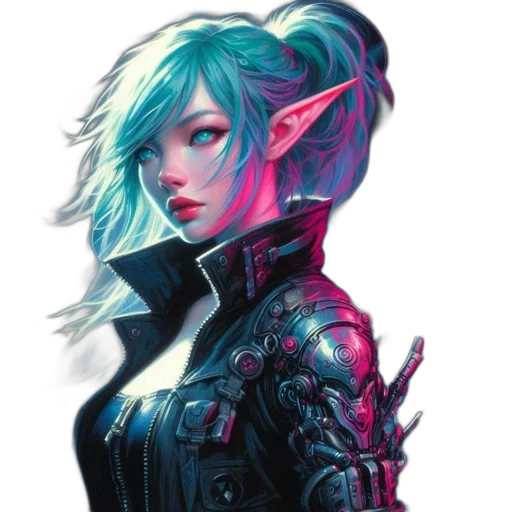 jacket, dragon, face, sword, fantasy art, concept art, cyberpunk, pixel art transparent PNG cut-out