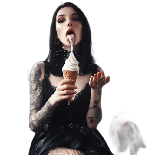 food, dress, umbrella, staff, concept art, photorealistic, neon lights, monochrome transparent PNG cut-out