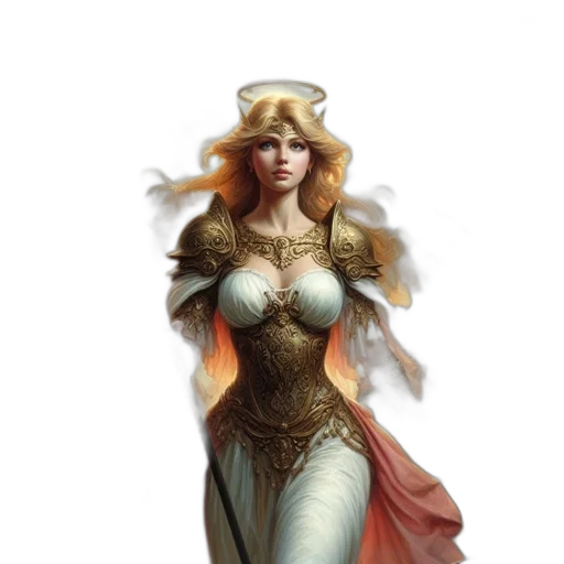 dress, fantasy art, concept art, comic book art, pixel art, golden, earth tones, angelic transparent PNG cut-out