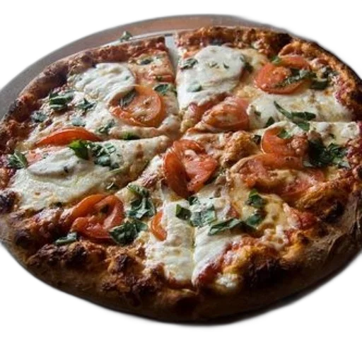 food, 3d render, photorealistic, freshly, baked, margherita, pizza, melted transparent PNG cut-out