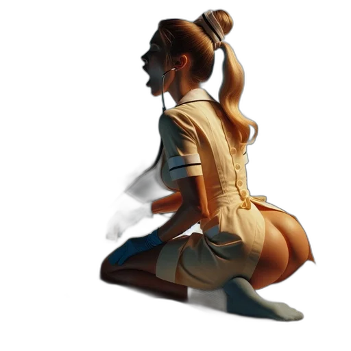 dress, staff, concept art, 3d render, fantasy art, photorealistic, golden, nurse transparent PNG cut-out