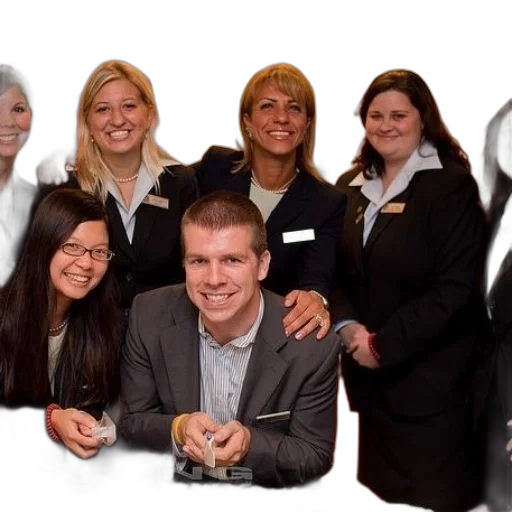 staff, group, people, including transparent PNG cut-out