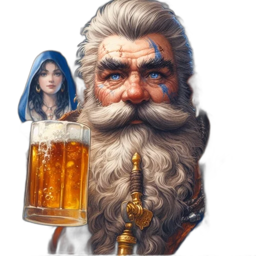 face, fantasy art, concept art, pixel art, photorealistic, blue, man, beard transparent PNG cut-out