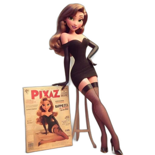 dress, cartoon, concept art, 3d render, comic book art, animated, female, character transparent PNG cut-out