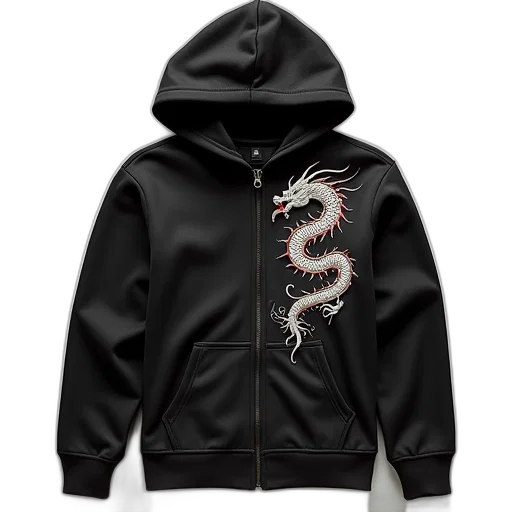 jacket, dragon, cyberpunk, 3d render, dark, boys, long, sleeved transparent PNG cut-out