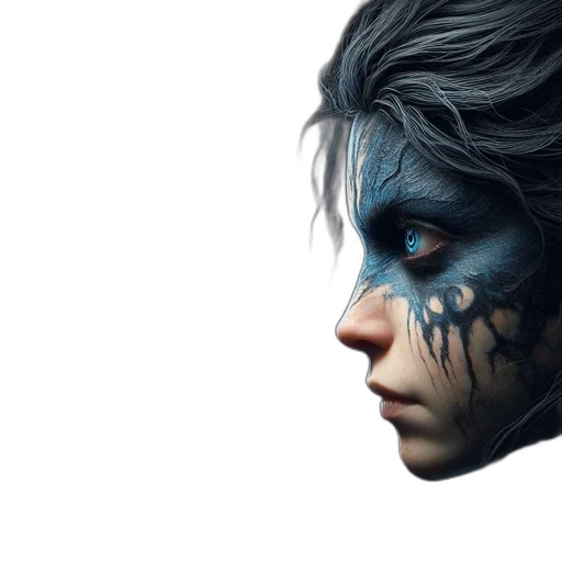mask, face, creature, concept art, fantasy art, photorealistic, comic book art, blue transparent PNG cut-out