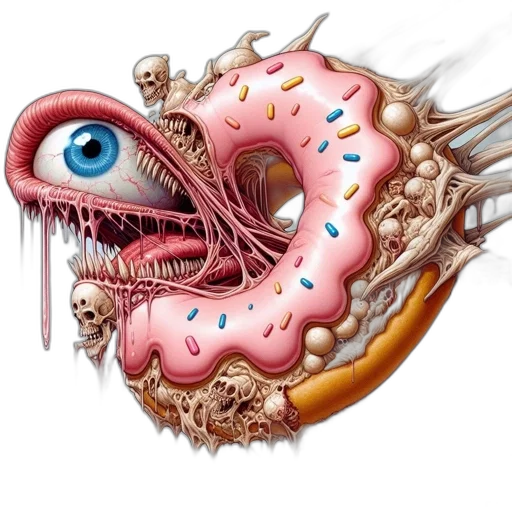 food, creature, mask, jewelry, concept art, photorealistic, melting, pink transparent PNG cut-out