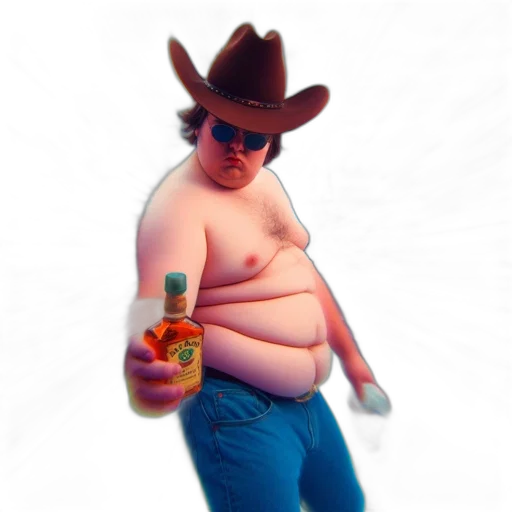 bottle, hat, animal, robot, 3d render, concept art, photorealistic, vaporwave transparent PNG cut-out