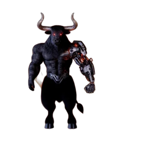 animal, creature, mask, concept art, 3d render, fantasy art, anthropomorphic, bull-like transparent PNG cut-out