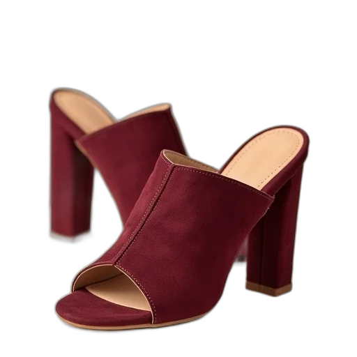 shoes, red, burgundy, open transparent PNG cut-out