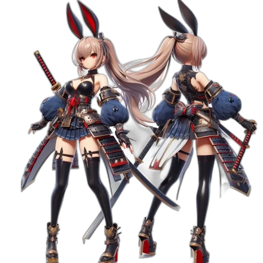 weapon, sword, concept art, pixel art, anime, fantasy art, animal-eared, traditionally-attired transparent PNG cut-out