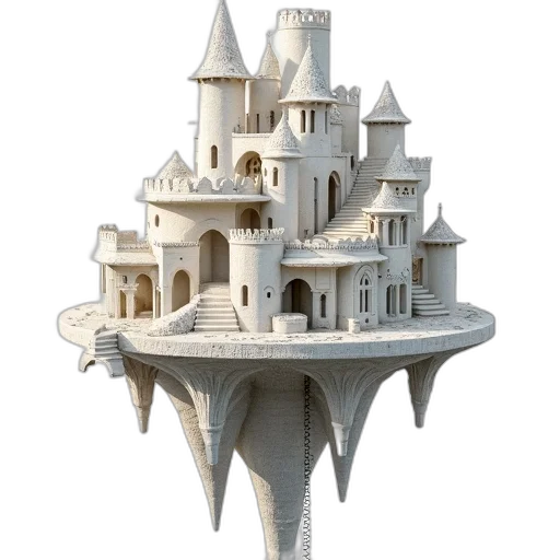building, crown, 3d render, concept art, fantasy art, photorealistic, model, complex transparent PNG cut-out