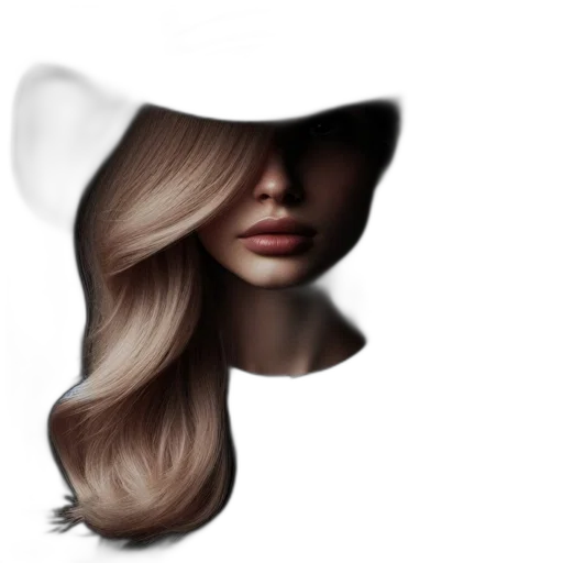 hat, hair, mask, face, photorealistic, 3d render, concept art, fantasy art transparent PNG cut-out
