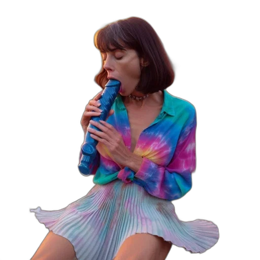 dress, umbrella, jacket, vaporwave, photorealistic, concept art, oil painting, neon lights transparent PNG cut-out
