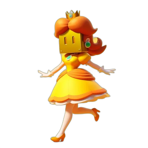 dress, crown, robot, staff, 3d render, concept art, pixel art, cartoon transparent PNG cut-out
