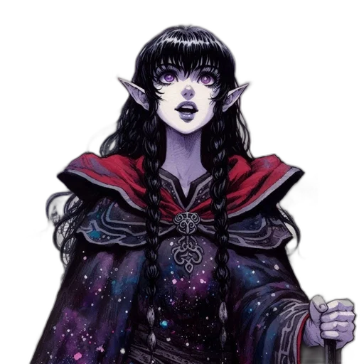 staff, dress, face, fantasy art transparent PNG cut-out