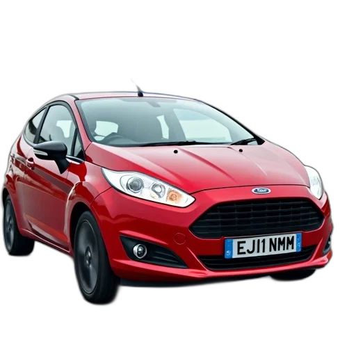 car, 3d render, red, compact, black, roof, ford, logo transparent PNG cut-out