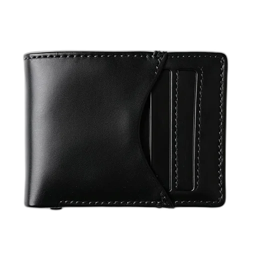black, leather, wallet, visible, stitching, detail, edge, rectangular transparent PNG cut-out