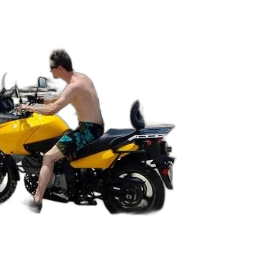 3d render, concept art, photorealistic, man, swim, trunks, rides, yellow transparent PNG cut-out