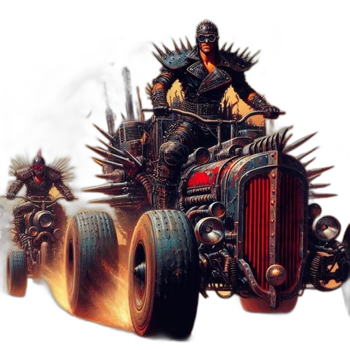 car, weapon, robot, concept art, fantasy art, comic book art, pixel art, two transparent PNG cut-out