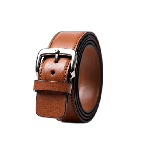 jewelry, 3d render, photorealistic, brown, leather, belt, silver, buckle transparent PNG cut-out