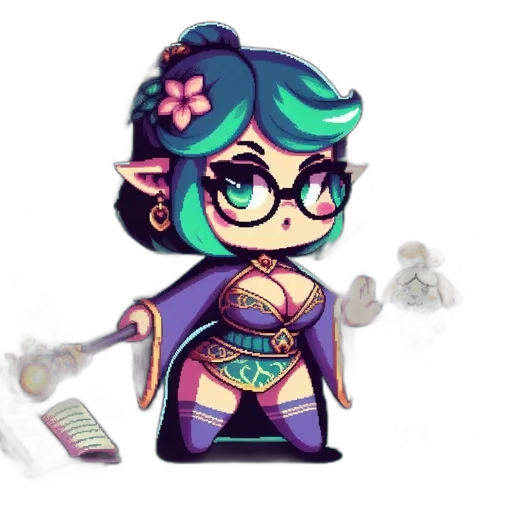 staff, fantasy art, pixel art, concept art, anime, pastel, green, dark transparent PNG cut-out