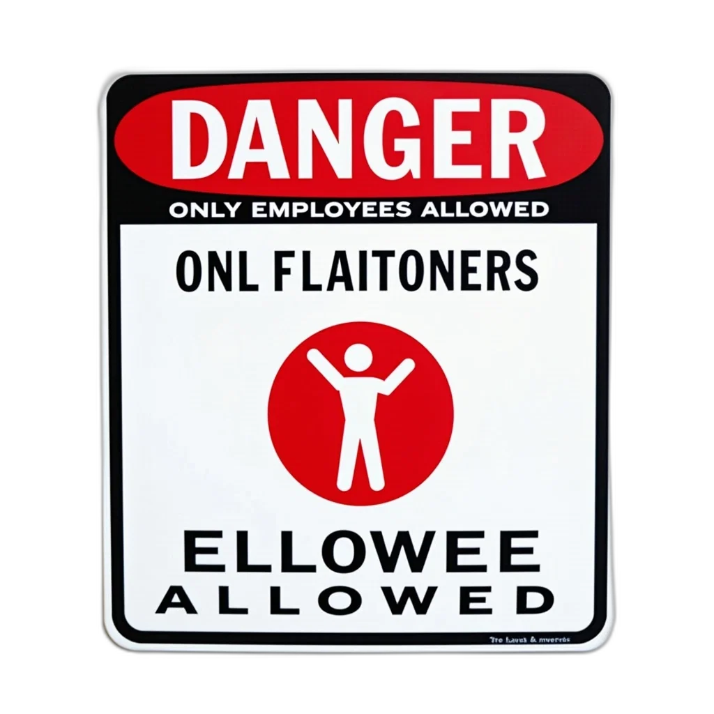 red, black, sticker, border, words, danger, only, employees transparent PNG cut-out