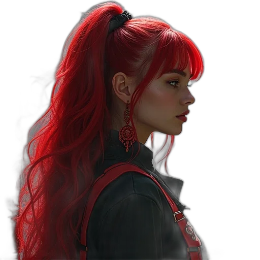 hair, face, jacket, dragon transparent PNG cut-out