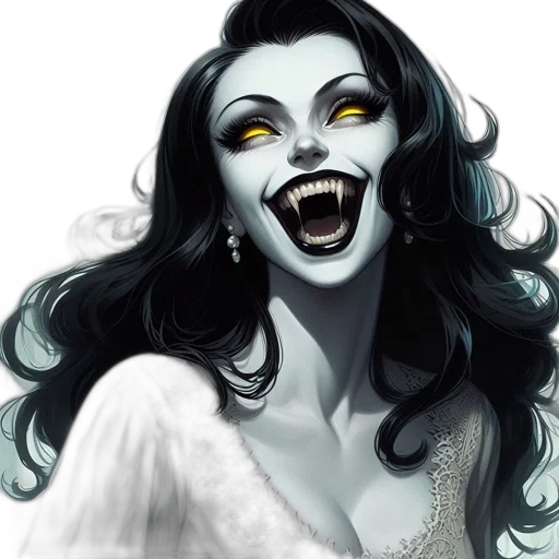 fantasy art, comic book art, concept art, photorealistic, gothic-looking, woman, piercing, yellow transparent PNG cut-out