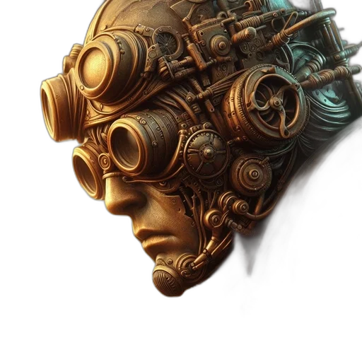mask, robot, face, crown, cyberpunk, concept art, 3d render, fantasy art transparent PNG cut-out
