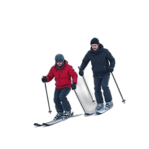 3d render, snow, two, men transparent PNG cut-out