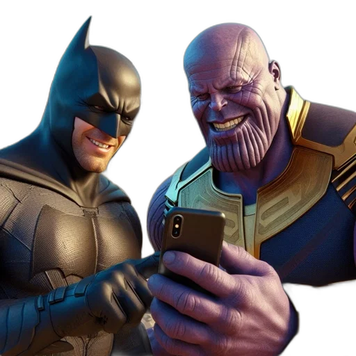 weapon, comic book art, concept art, cartoon, batman, thanos, look, smartphone transparent PNG cut-out