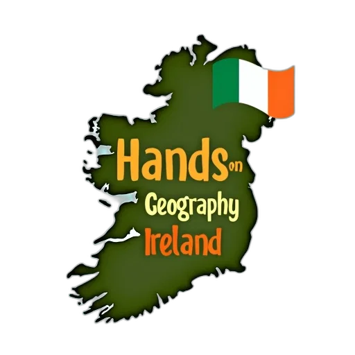 stylized, map, ireland, green, orange, color, scheme, featuring transparent PNG cut-out
