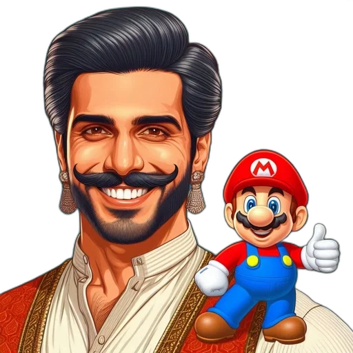 face, pixel art, cartoon, comic book art, concept art, man, beard, mustache transparent PNG cut-out