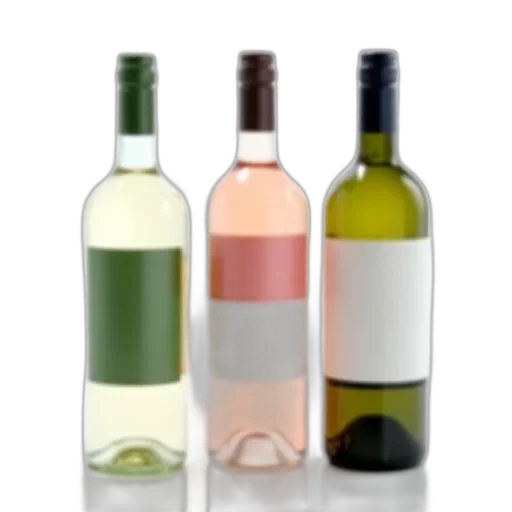 bottle, 3d render, photorealistic, colorful, three, wine, bottles, displayed transparent PNG cut-out